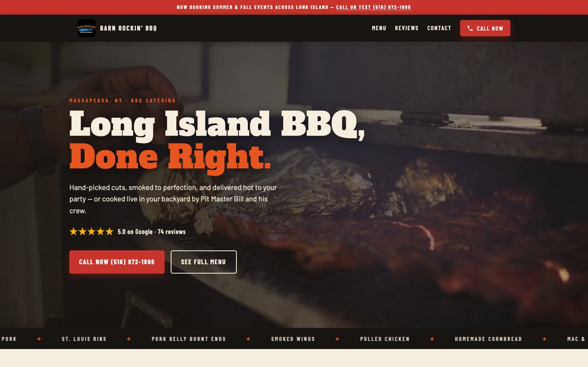 Barn Rockin BBQ website built by Trazo