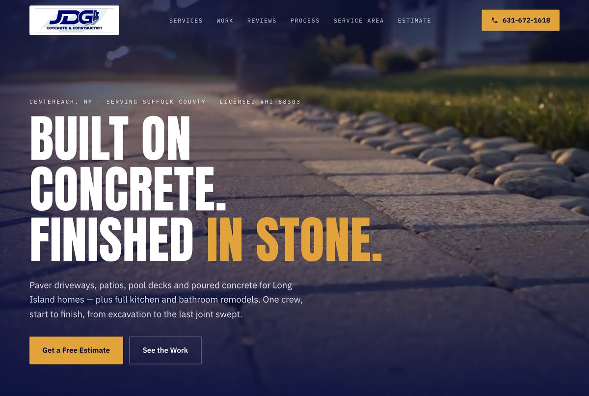 JDG Concrete & Construction website built by Trazo