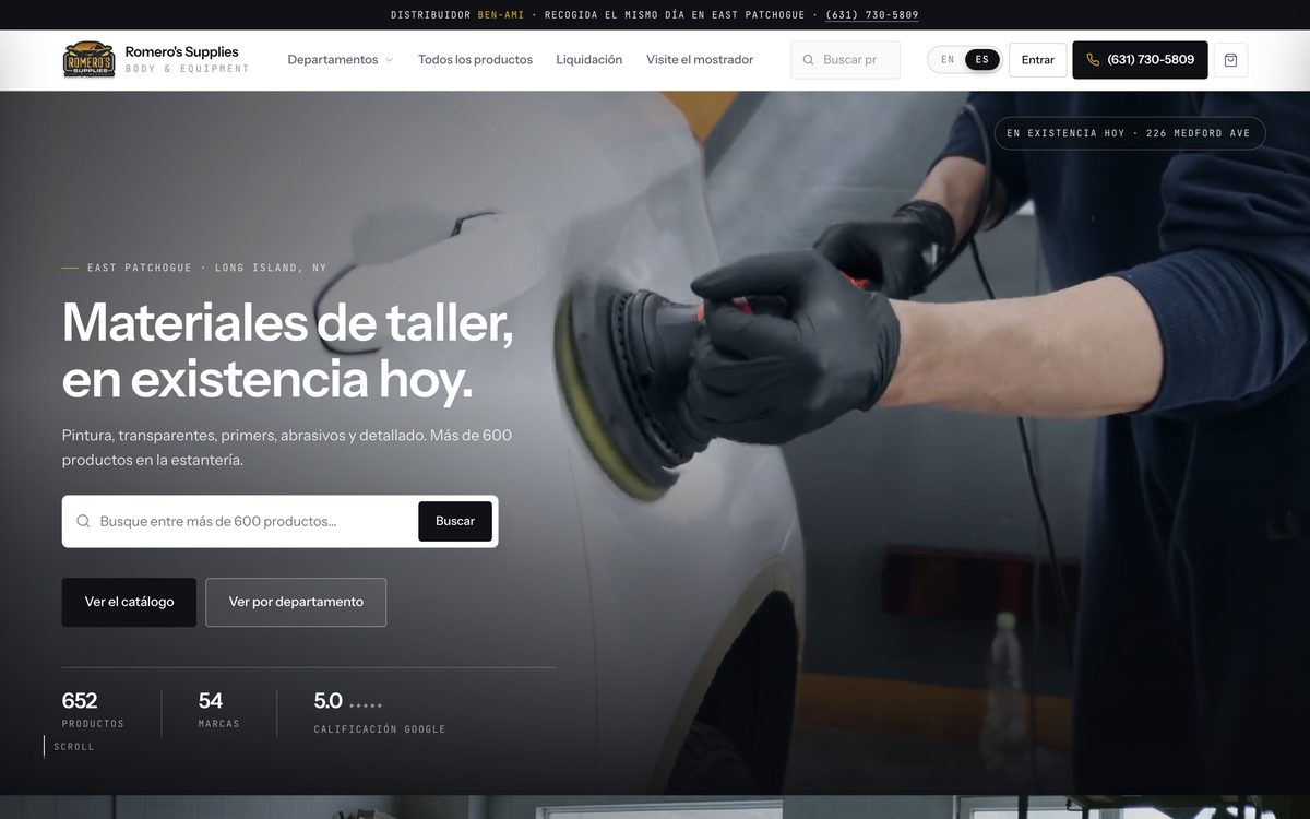 Romero's Supplies website built by Trazo
